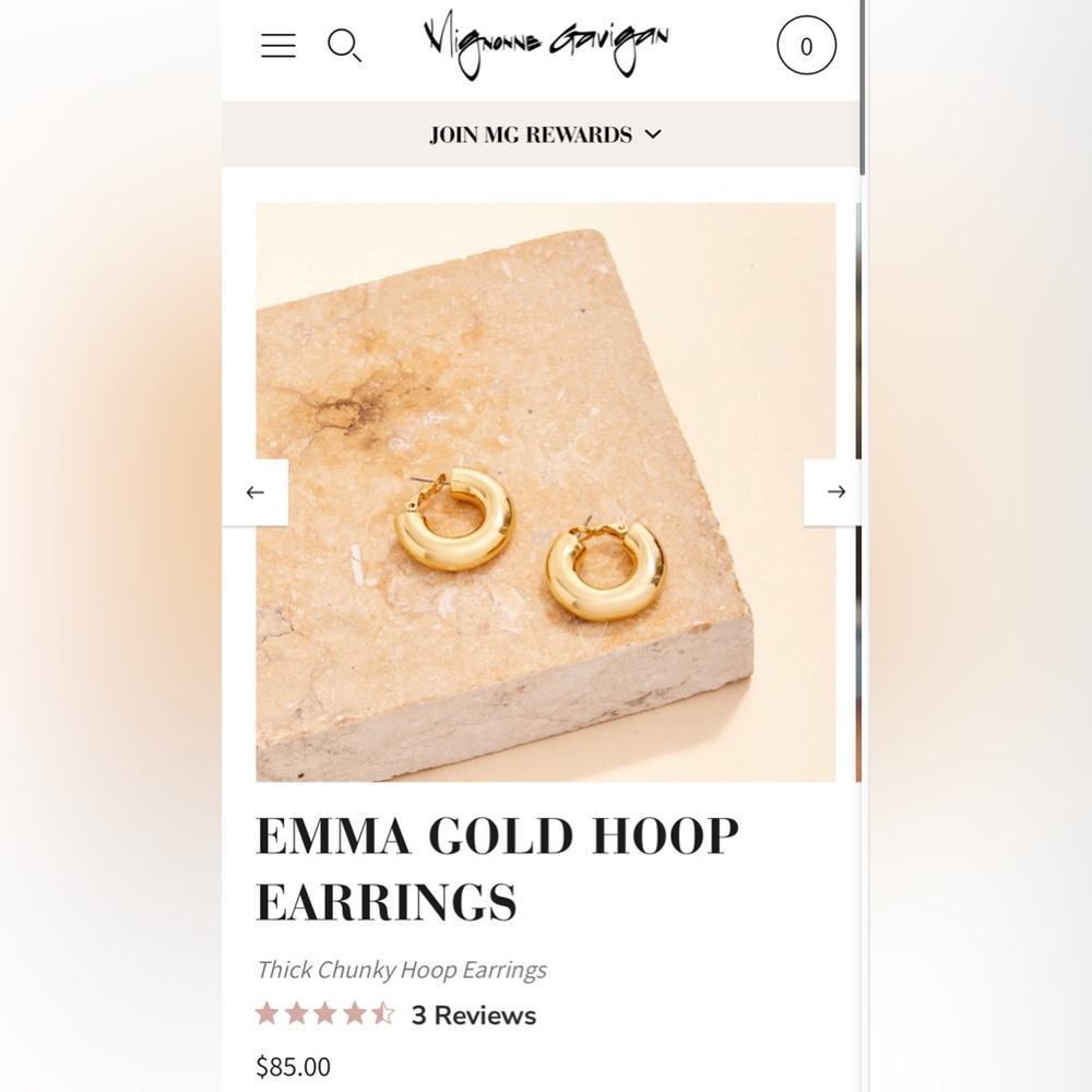 Mignonne Gavigan Emma Gold Hoop Earrings NWT